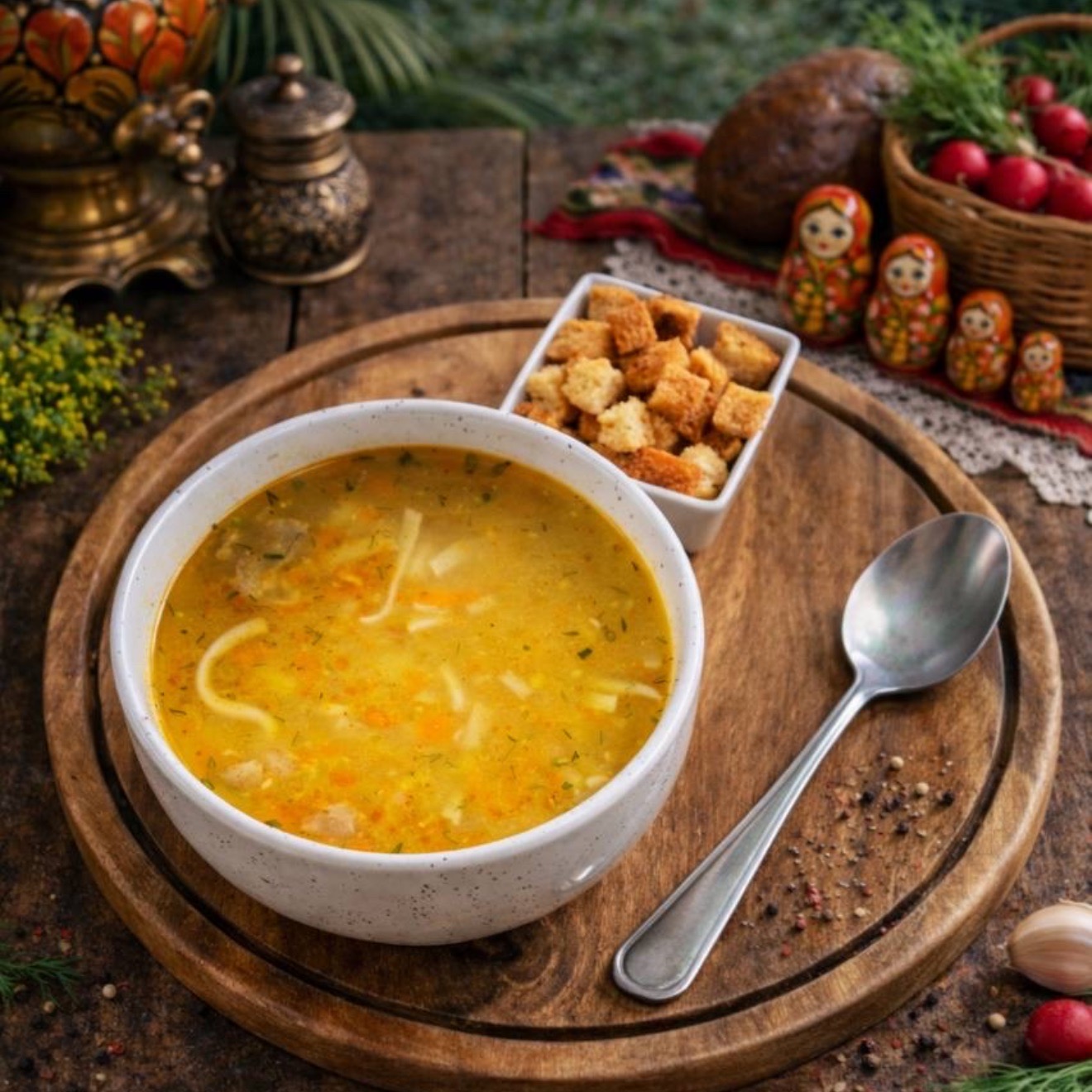 Куриный суп с домашними сухариками — In House Cafe Bar, Phuket